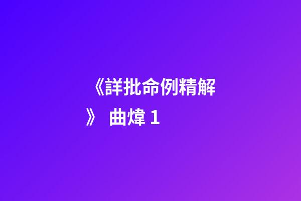《詳批命例精解》 曲煒 1